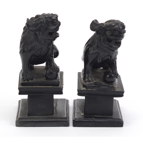 744 - Pair of Chinese hardstone carvings of Foo dogs, 8cm each