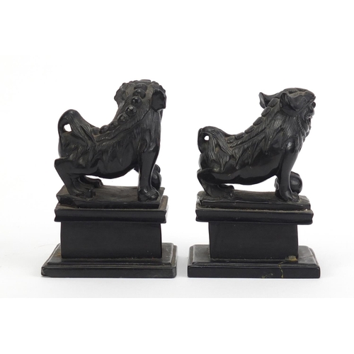 744 - Pair of Chinese hardstone carvings of Foo dogs, 8cm each