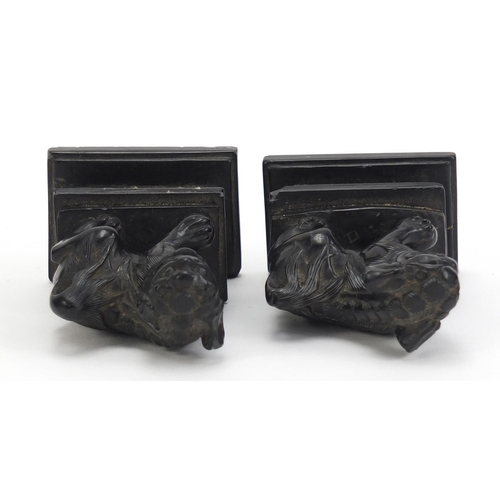 744 - Pair of Chinese hardstone carvings of Foo dogs, 8cm each