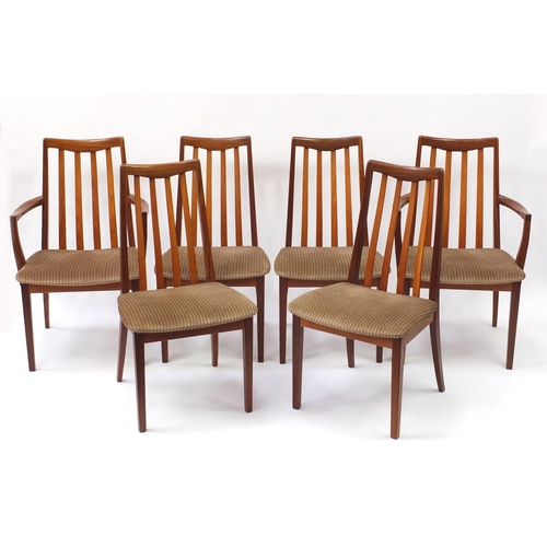 1597 - Set of six G Plan teak dining chairs including two carvers, each 93cm high