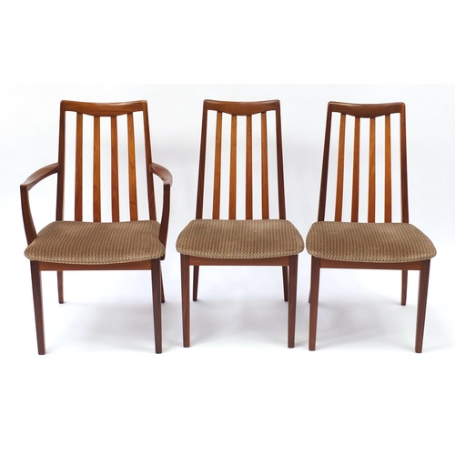 1597 - Set of six G Plan teak dining chairs including two carvers, each 93cm high