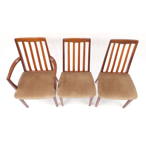 1597 - Set of six G Plan teak dining chairs including two carvers, each 93cm high