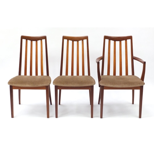 1597 - Set of six G Plan teak dining chairs including two carvers, each 93cm high