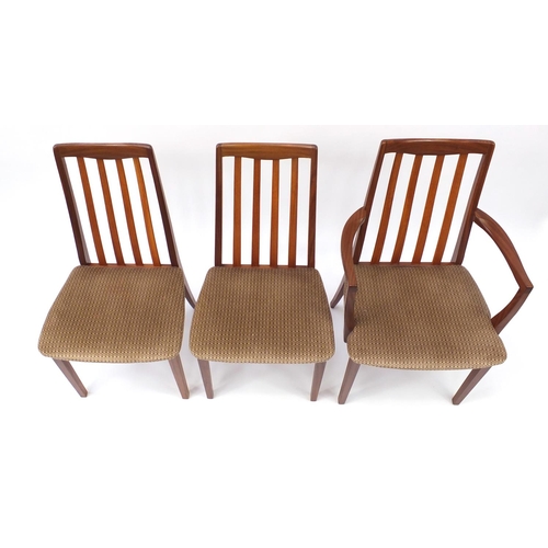 1597 - Set of six G Plan teak dining chairs including two carvers, each 93cm high