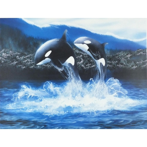 1202 - Two pencil signed lithographs of dolphins by Andrew Kiss and Mike Muffins, each with certificate of ... 