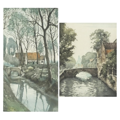 900 - Roger Hebbelinck - Bruges and one other, two pencil signed limited editon etchings, each mounted, fr... 