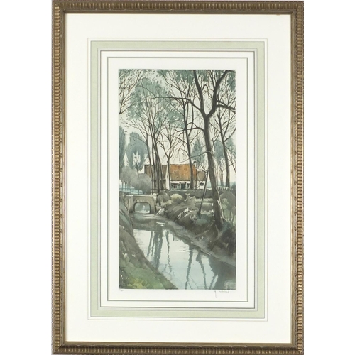 900 - Roger Hebbelinck - Bruges and one other, two pencil signed limited editon etchings, each mounted, fr... 