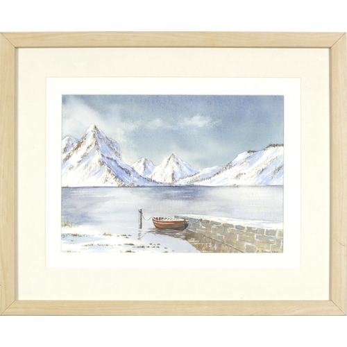 1323 - Beryl Gausden - All alone!, watercolour, label verso, mounted, framed and glazed, 34.5cm x 24.5cm