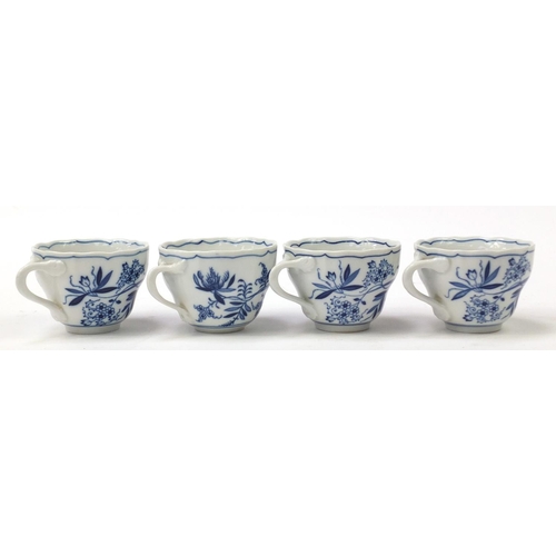 212 - Hutschenreuther tea and dinner ware to include jugs, cups, saucers, soup bowls decorated in the Blue... 