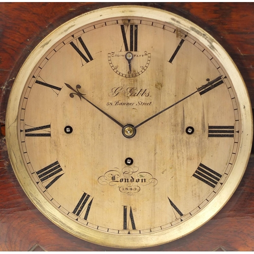 37 - Rosewood bracket clock with brass inlaid front, the silver dial for G.Gibbs 58 Banner Street London ... 