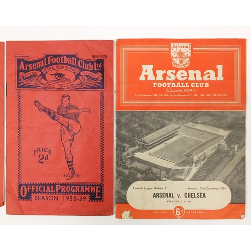 1278 - Arsenal Footall Club programmes for the 1938/39 season versus Tottenham Hotspur and Brentford, 1929/... 