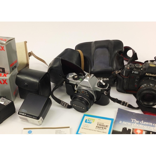 1407 - Cameras and accessories including Minolta, Nikon, Pentax, Canon and Vivitar