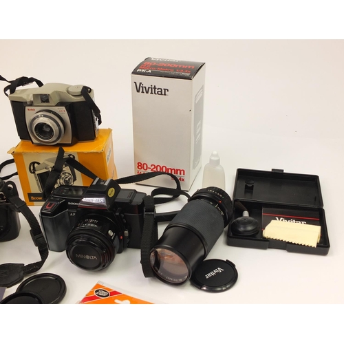 1407 - Cameras and accessories including Minolta, Nikon, Pentax, Canon and Vivitar