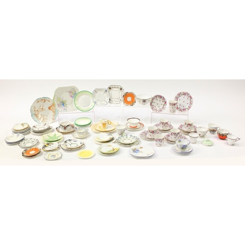 852 - Collection of Art Deco and later Shelley teaware including Eve cups, plates and sugar bowls