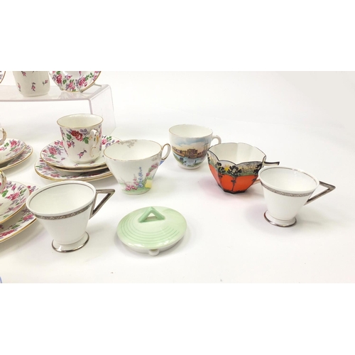 852 - Collection of Art Deco and later Shelley teaware including Eve cups, plates and sugar bowls