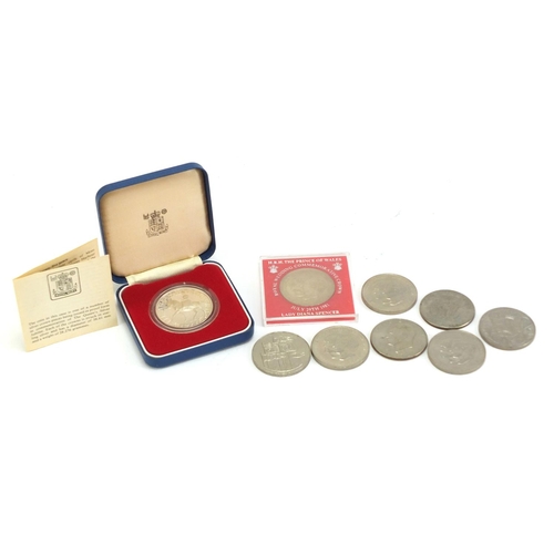 1163 - British and American coinage including 1977 silver proof crown and five pound coin