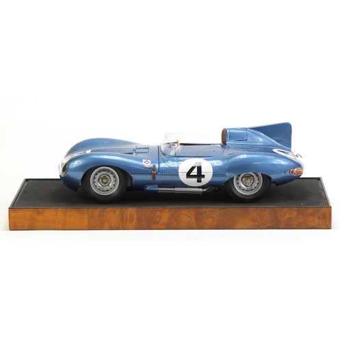 118 - 1:8 scale scratch built model of a Jaguar D Type by Javan Smith with display case, label to the base... 