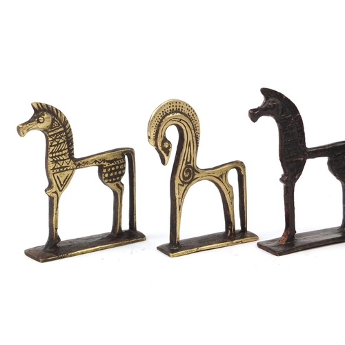 970 - Five Italian Modernist bronzed horses, each 11cm high