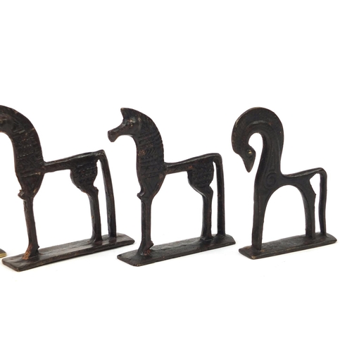 970 - Five Italian Modernist bronzed horses, each 11cm high