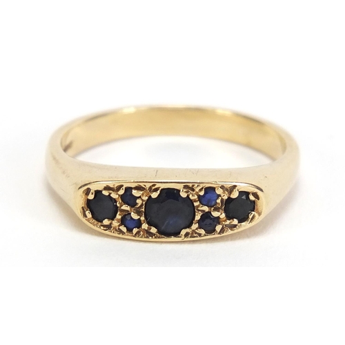 206 - 9ct gold sapphire ring, size Q, 2.7g