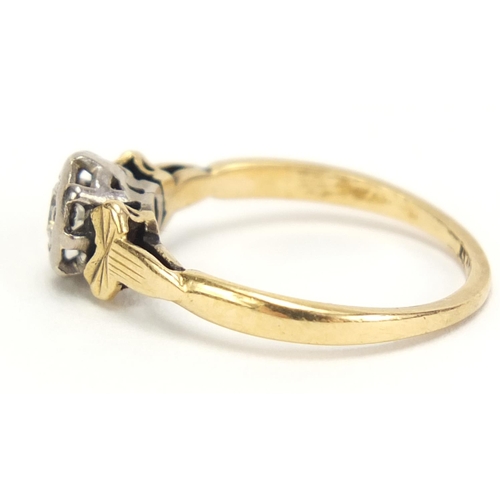 1268 - 18ct gold diamond solitaire ring, size I, 2.2g