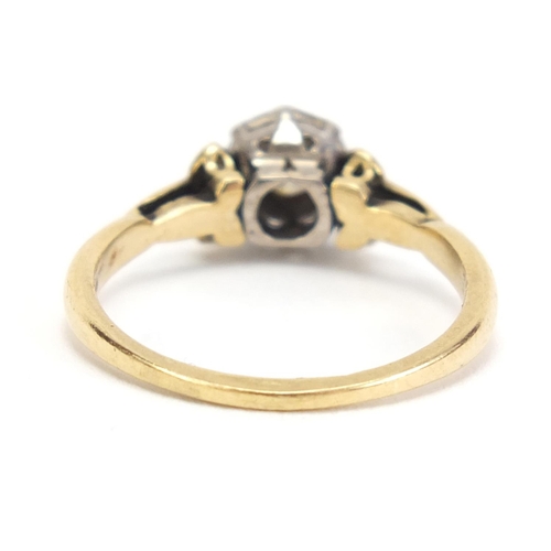 1268 - 18ct gold diamond solitaire ring, size I, 2.2g