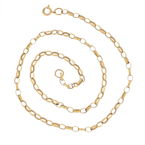 1144 - 9ct gold Belcher link necklace, 45cm in length, 7.3g