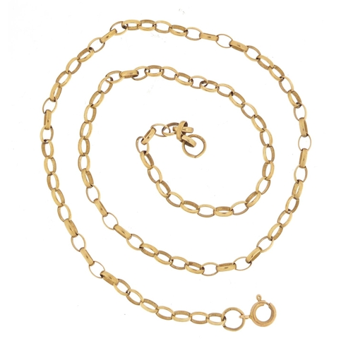 1144 - 9ct gold Belcher link necklace, 45cm in length, 7.3g