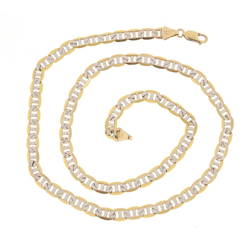 725 - 9ct two tone gold necklace, 55cm in length, 24.2g