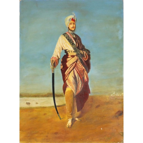 1018 - After Franz Xaver Winterhalter - Portrait of Duleep Singh Maharajah of Lahore, oil on canvas laid on... 