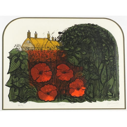 1022 - Robert Tavener - Country garden, pencil signed artist proof lithograph in colour, mounted framed and... 