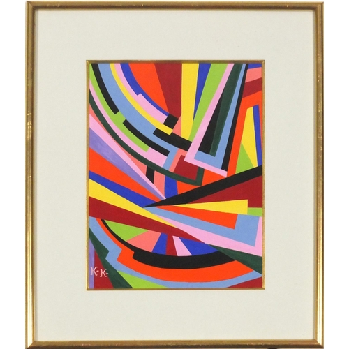 733 - Manner of Jeanne Kosnick-Kloss - Abstract composition, geometric shapes, gouache on paper, mounted, ... 