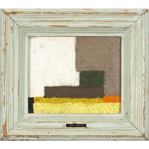 824 - Manner of John Craxton - Abstract composition, geometric shapes, impasto oil, framed and glazed, 29c... 