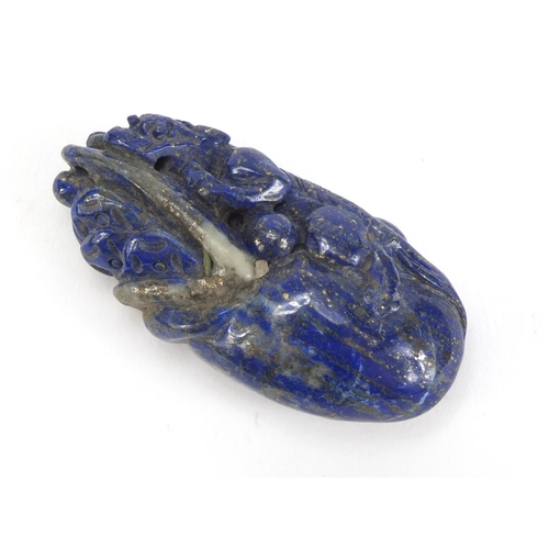 792 - Chinese lapis lazuli pendant carved with a dragon, 6cm high