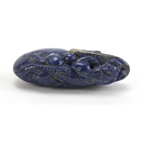 792 - Chinese lapis lazuli pendant carved with a dragon, 6cm high