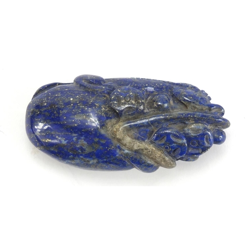 792 - Chinese lapis lazuli pendant carved with a dragon, 6cm high