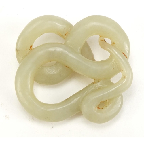 1445 - Chinese pale green jade carving of a serpent, 5.5cm wide