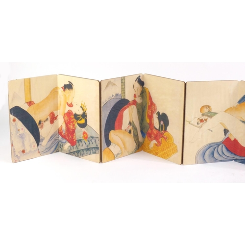 965 - Chinese folding book depicting erotic scenes, 18cm high