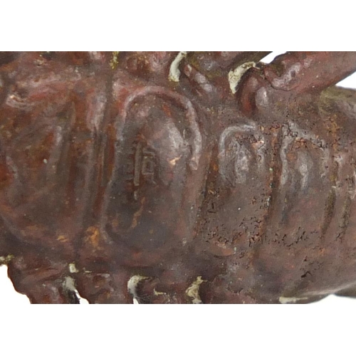 400 - Japanese patinated bronze scorpion, impressed marks to the base, 5.5cm in length