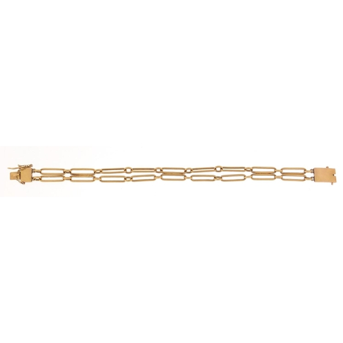 113 - 18ct gold two row bracelet, 20cm in length, 21.7 g