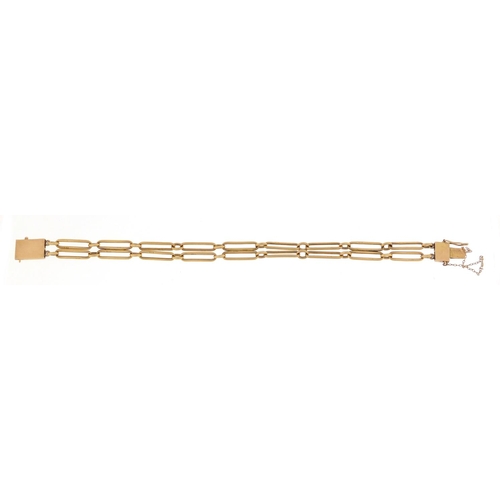 113 - 18ct gold two row bracelet, 20cm in length, 21.7 g