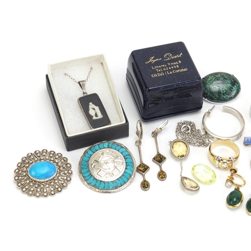 1347 - Vintage and later jewellery, some silver including Tiffany & co, Mexican silver and a citrine neckla... 