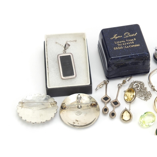 1347 - Vintage and later jewellery, some silver including Tiffany & co, Mexican silver and a citrine neckla... 