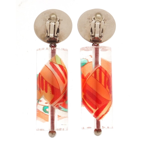 535 - Pair of Hermes Bijouterie Fantaisie resin drop earrings, 6.5cm in length