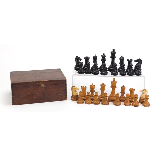 712 - Exceptional Staunton Chessmen No3 chess set with stained pine case by The British Chess Company, the... 