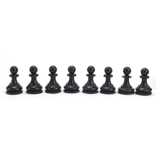 712 - Exceptional Staunton Chessmen No3 chess set with stained pine case by The British Chess Company, the... 