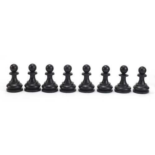 712 - Exceptional Staunton Chessmen No3 chess set with stained pine case by The British Chess Company, the... 