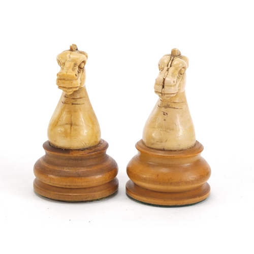 712 - Exceptional Staunton Chessmen No3 chess set with stained pine case by The British Chess Company, the... 