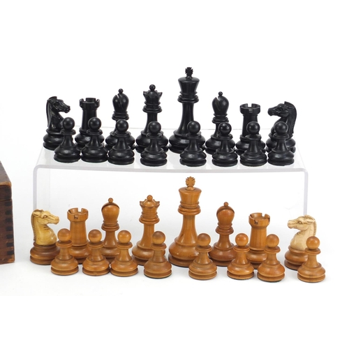 712 - Exceptional Staunton Chessmen No3 chess set with stained pine case by The British Chess Company, the... 