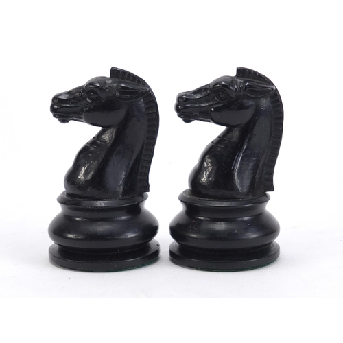 712 - Exceptional Staunton Chessmen No3 chess set with stained pine case by The British Chess Company, the... 